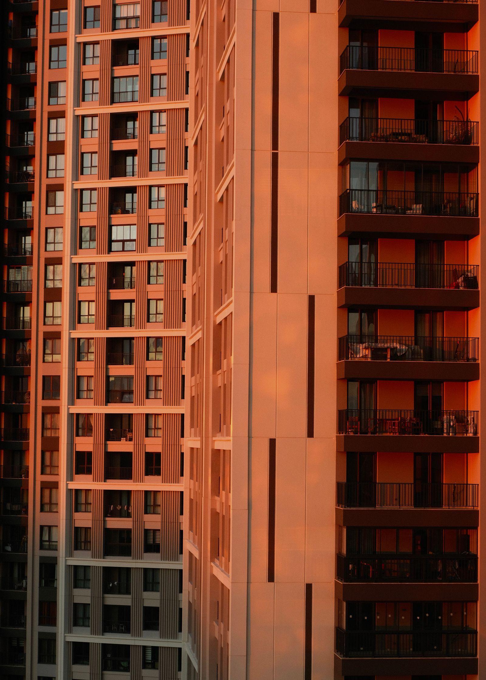Concept image of the Aveline Heights building at sunset