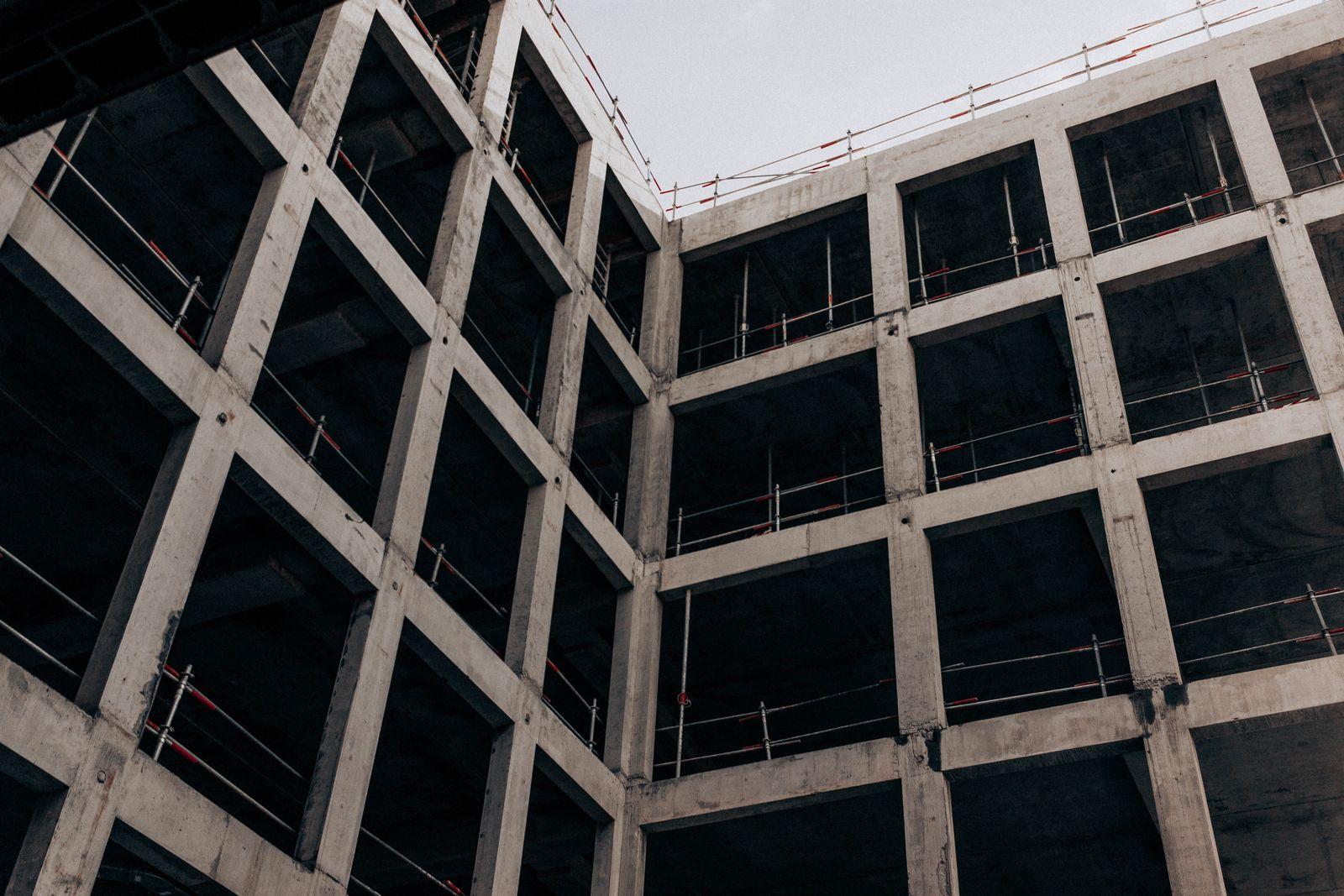 Concrete building structure under construction at Palm Grove Estate